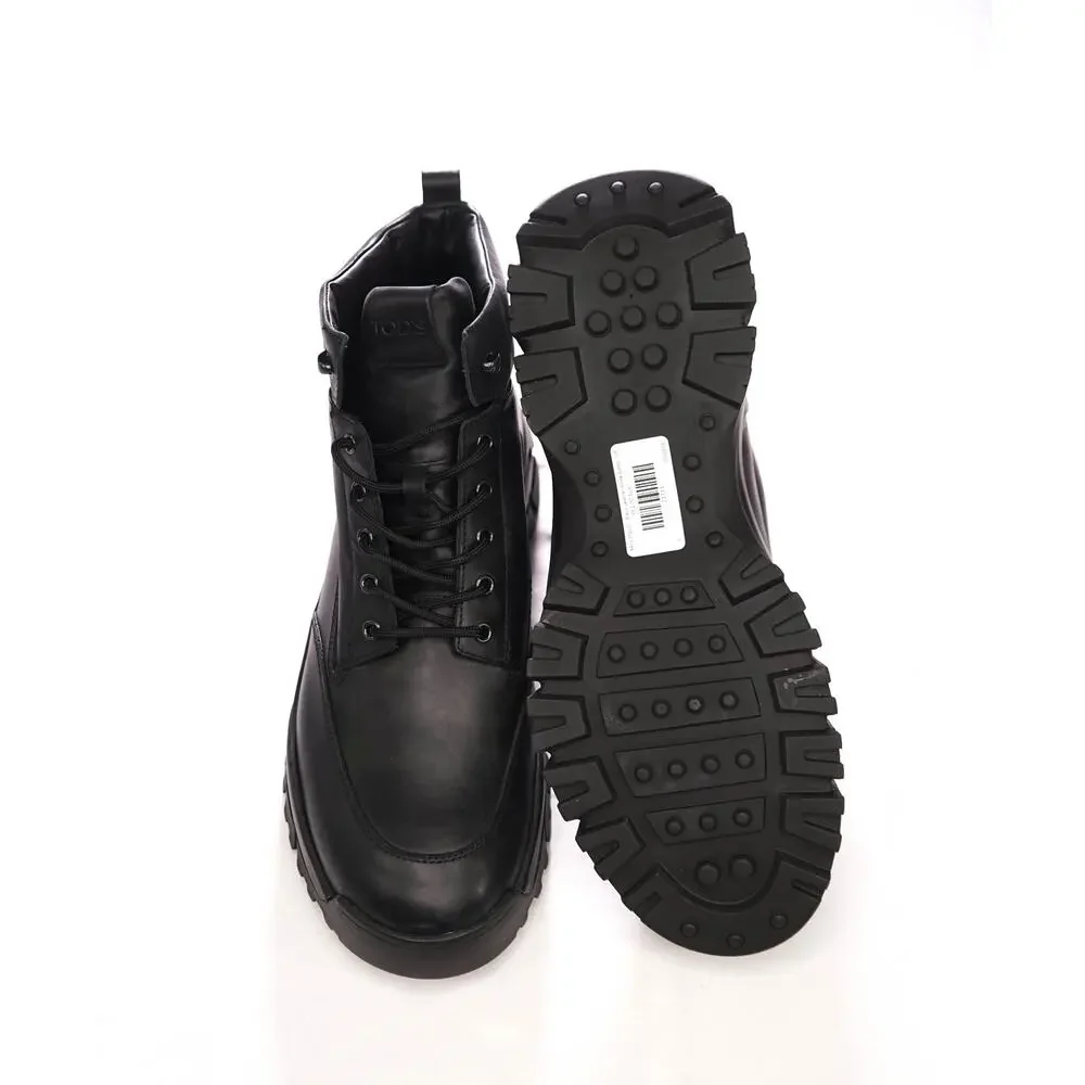 $975 TOD'S - Black Leather Ankle Boots - US 13.5 (12.5UK)